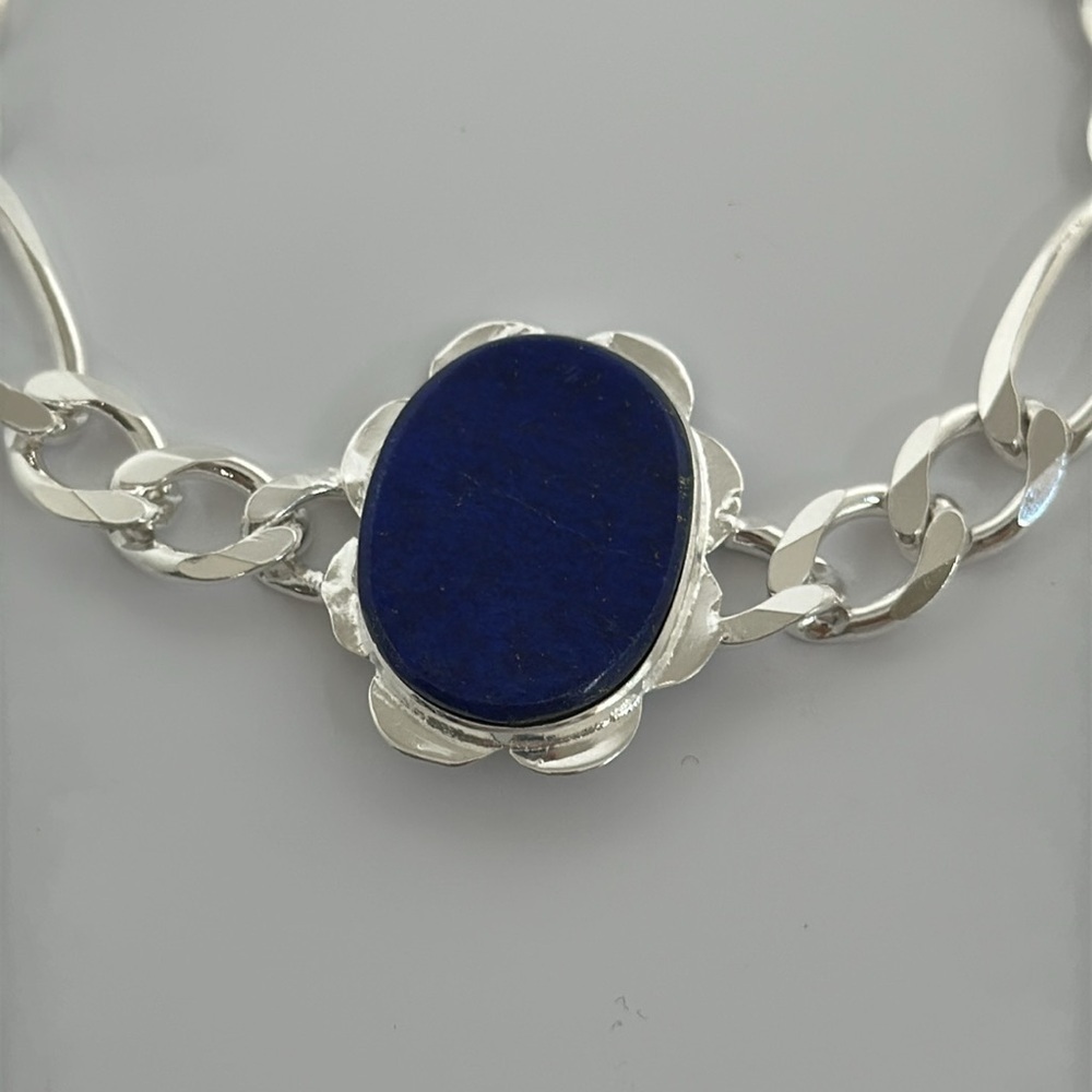Elegant 925 silver bracelet real stone lapis